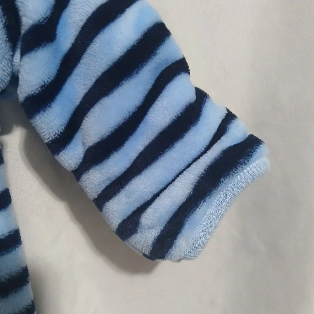 The Children's Place Blue Striped Fleece Bunting Size 6-9 Months Thick And Warm